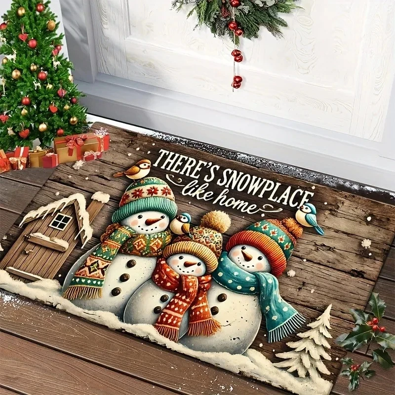 Weihnachten Schneemann Willkommen Matte Boden Teppich Waschbar Schlafzimmer Küche Eingang Fußmatte Polyester Home Decor Teppich