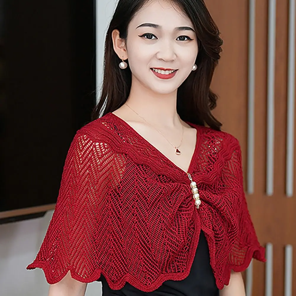 Short Outer Wear Multicolor Knitted Shawl Breathable Short Tulle Shawl Thin Coat Women