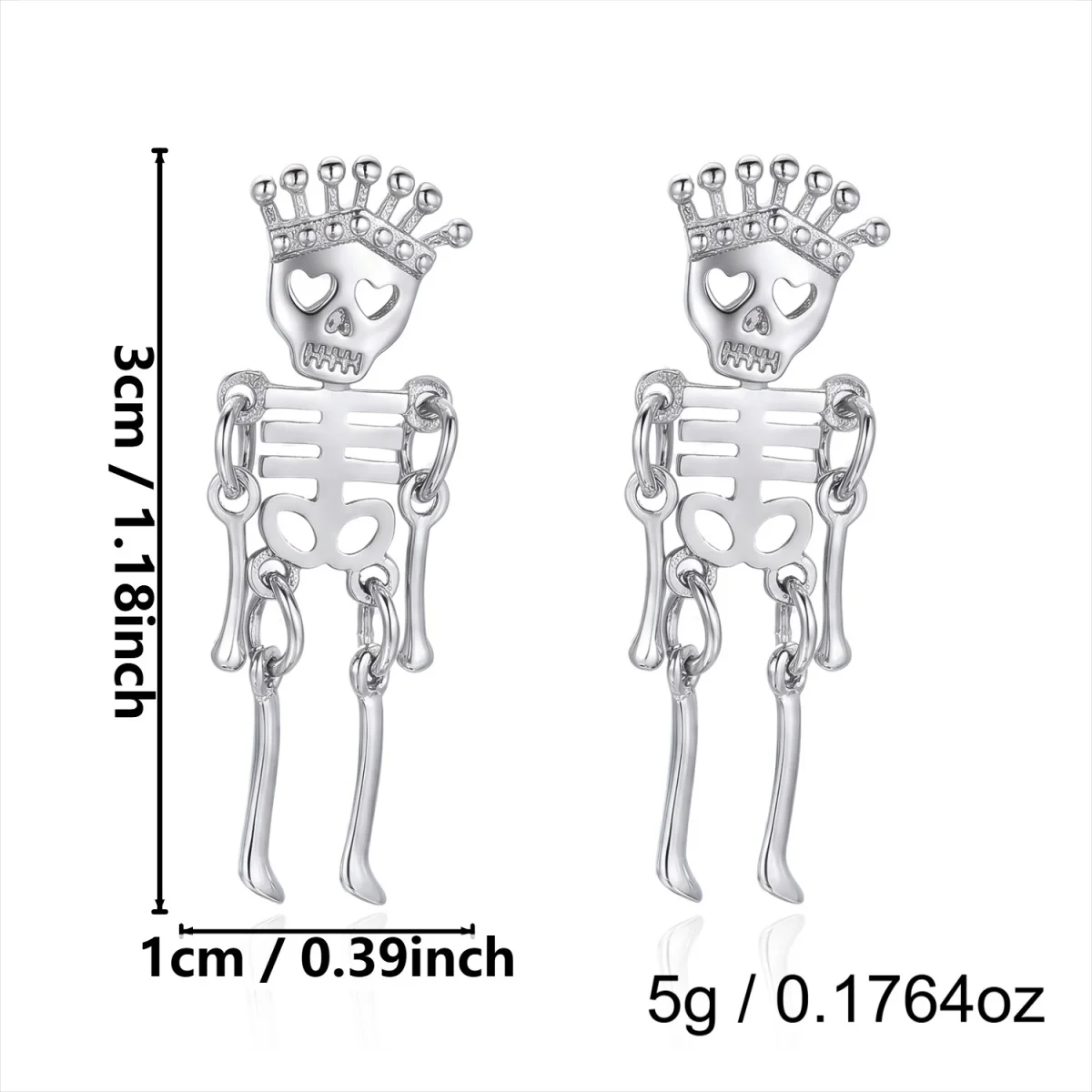 Trendige Gothic Ohrstecker mit hohlen Herz-Augen-Totenkopf-Motiven für Damen und Herren, Halloween Punk Skelett Cosplay Party Ohrringe, zierlicher Schmuck – Detail 28