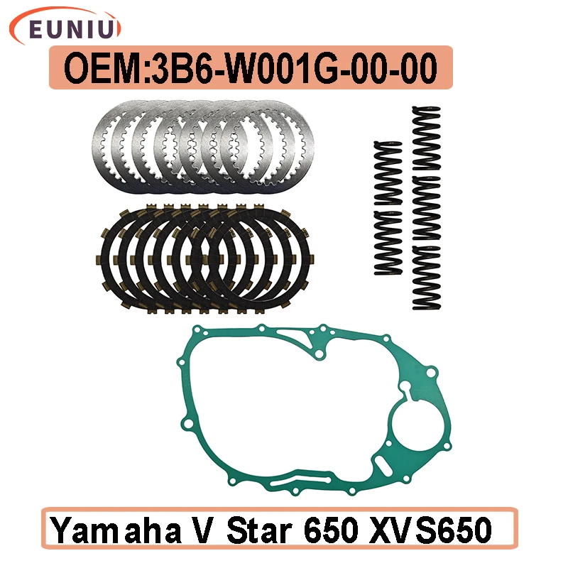 Complete Clutch Kit Heavy Duty Springs and Gasket For Yamaha V Star 650 XVS650 Replacement 3B6-W001G-00-00