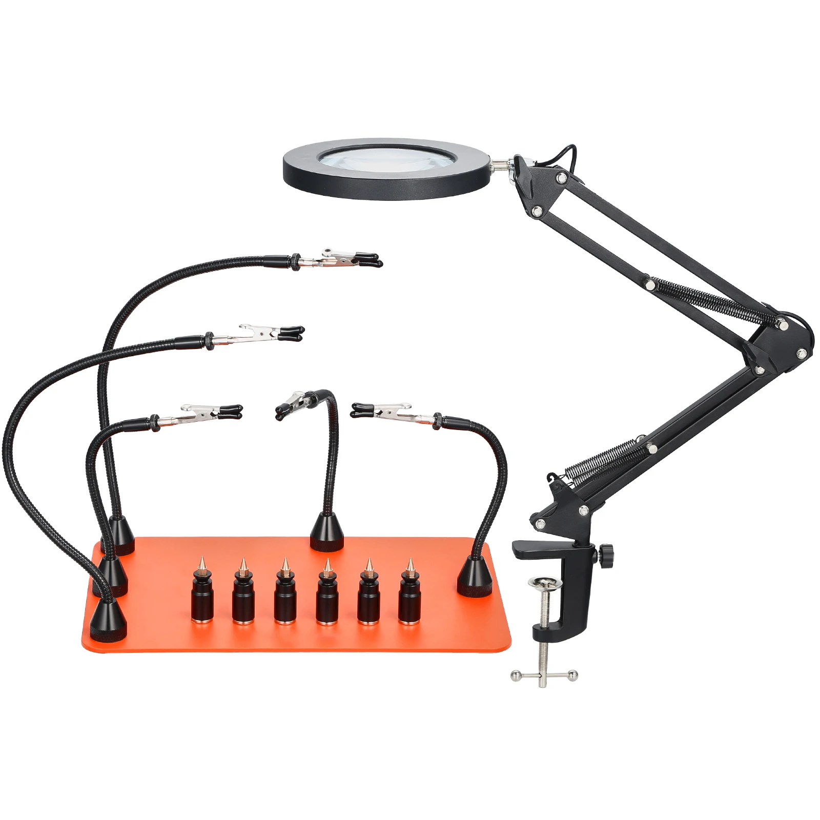 SucceBuy Magnetic Helping Hands Soldering Station 2-In-1 Third Hand Soldering Tool -3X LED Magnifying Lamp for Electronic Repair