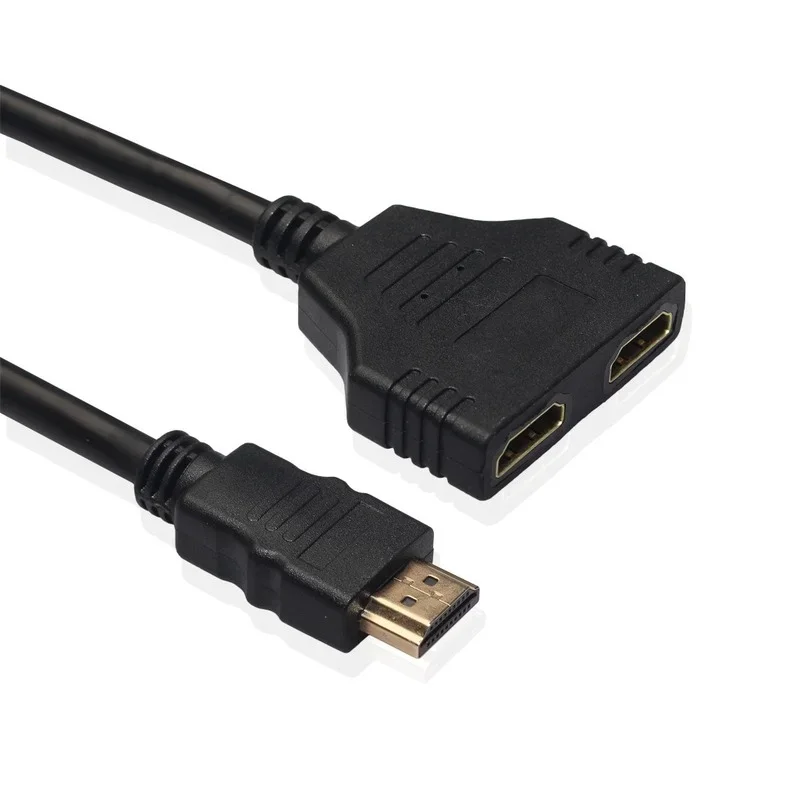 HDMI-compatible Splitter Adapter Converter Male To Female HDMI-compatible 1to 2 Split Double Signal Adapter Convert Cable
