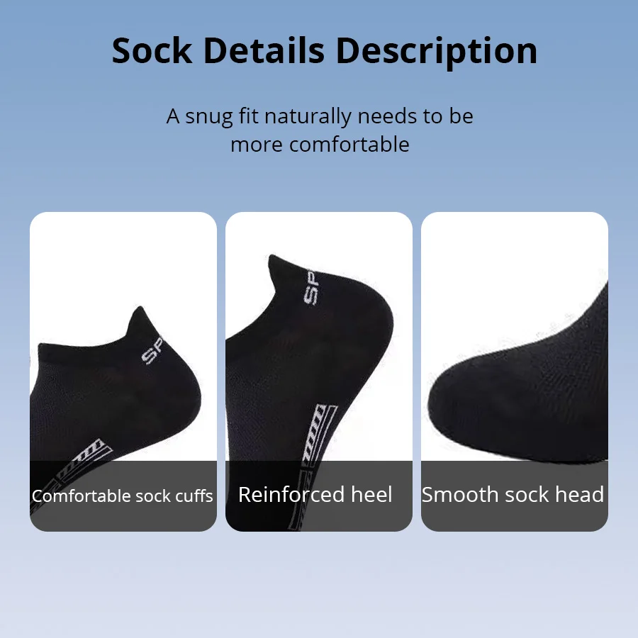 5 Pairs Of Mens Summer Thin Mesh Breathable Mens Polyester Sports Socks Sweat Absorbing Short Socks