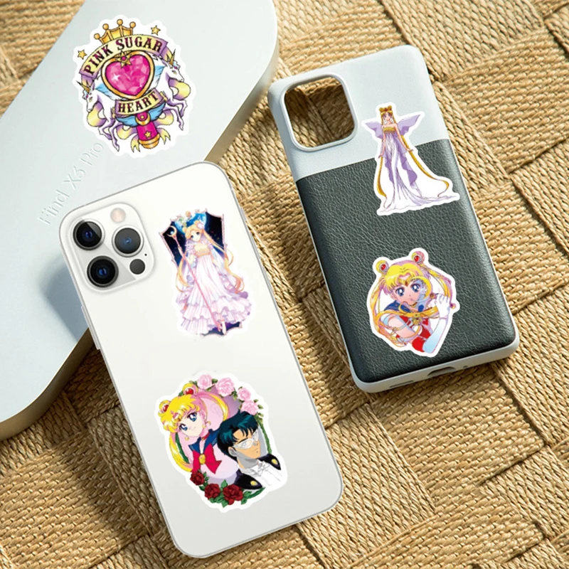 50pcs Sailor Moon Sticker Cartoon Sailor Moon Mobile Phone Cup Notebook Waterproof Decorative Stickers Supplies