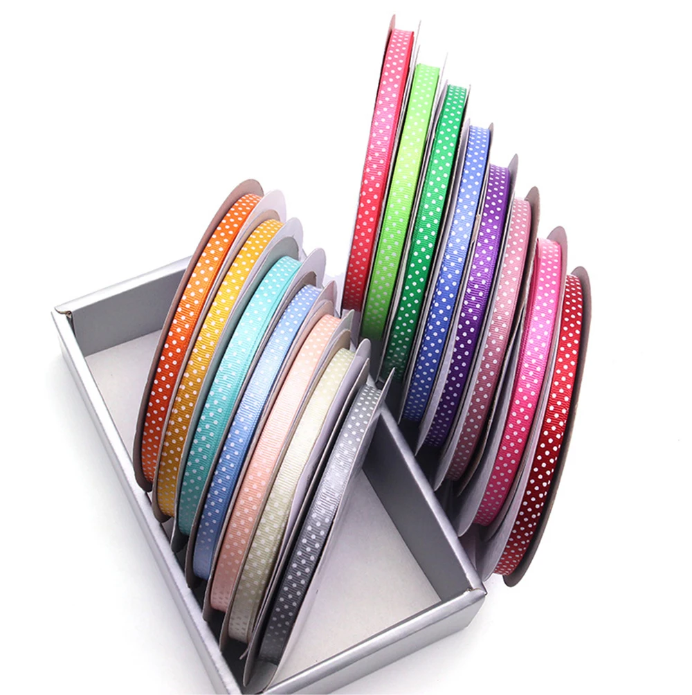 5 Yards 2022 neue gepunktete gerippte Bänder, zum Verpacken von DIY-Geschenken, Hochzeitsdekoration, handgefertigte Puppen, Basteln, 1 cm/0,39 Zoll Breite – Detail 7