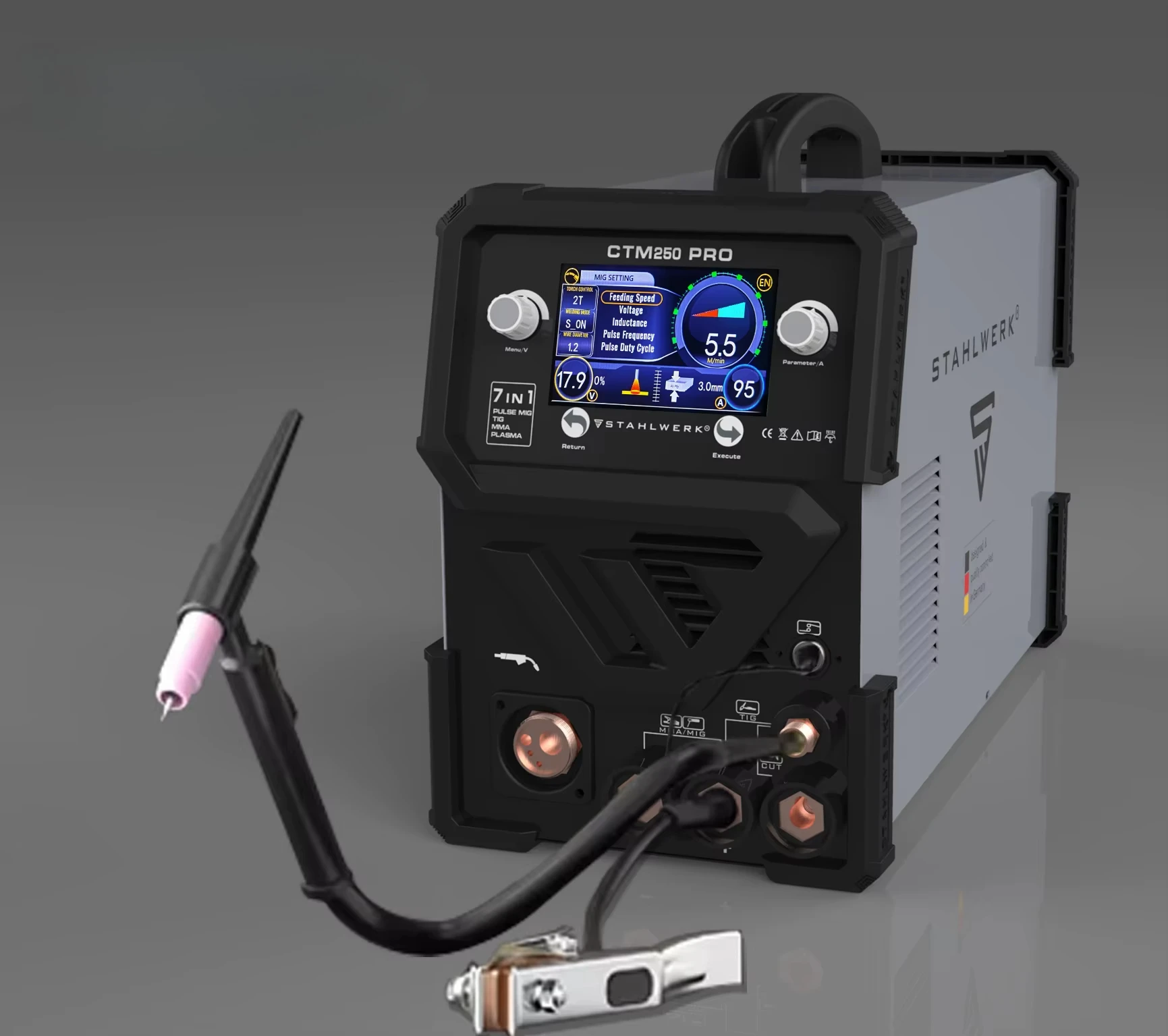 CTM250 professional inverter LCD screen semi-automatic MIG welding machine double pulse lift TIG MMA aluminum