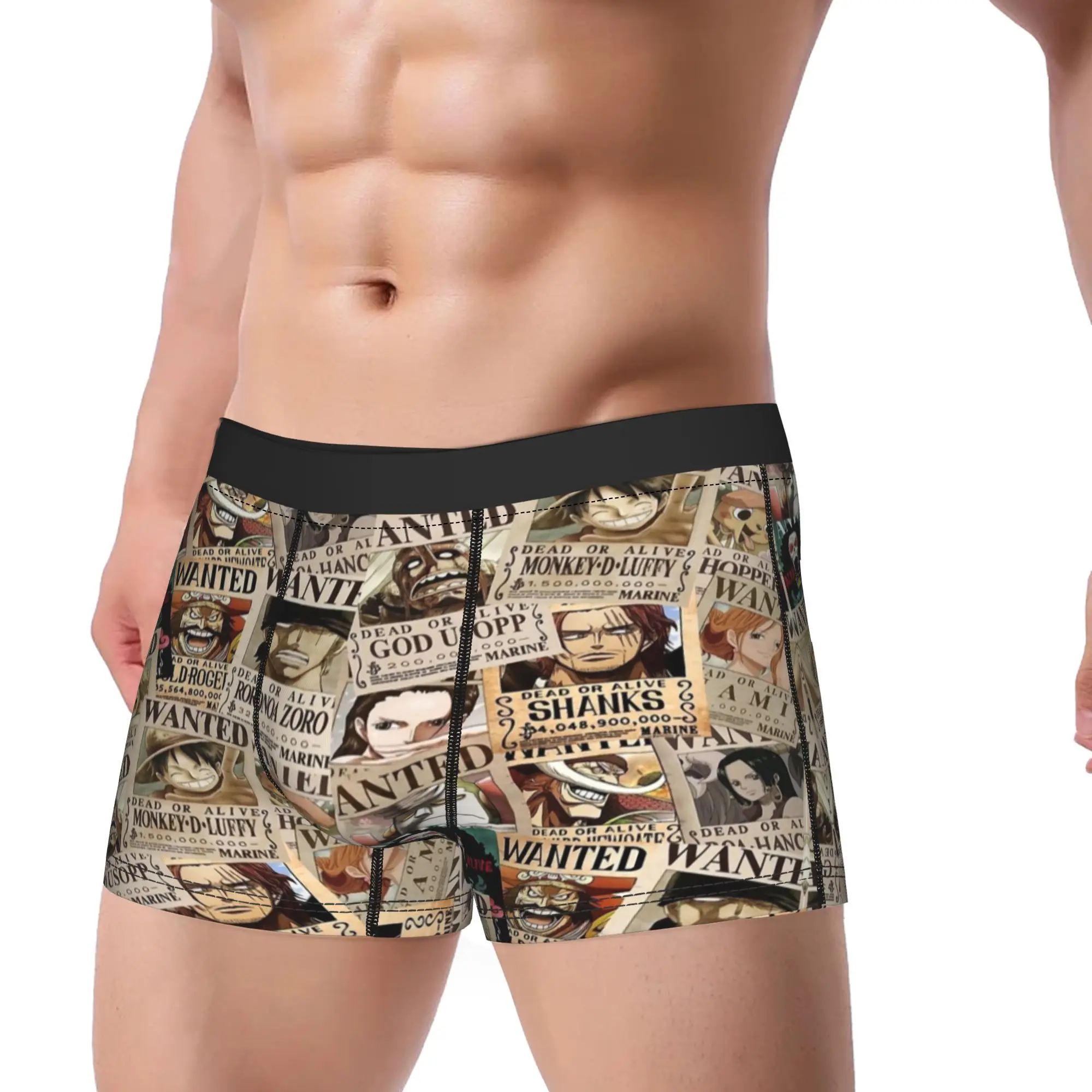 Anime Men's Underwear One Piece Pieces Japan Manga Boxer Briefs Shorts Panties Humor Breathable Underpants for Homme M-XXL