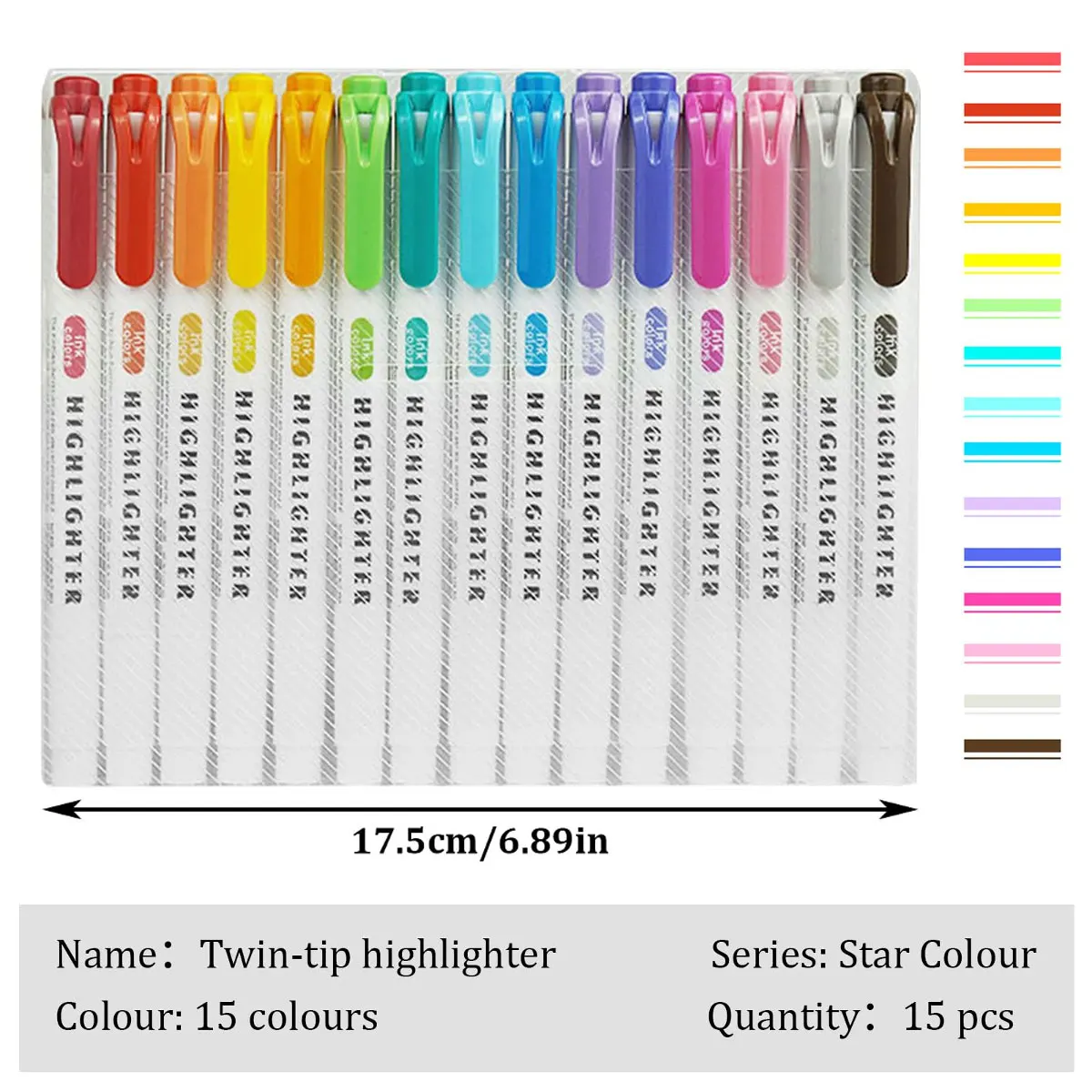 مجموعة هايلايتر باستيل مكونة من 15 لونًا، هايلايتر مزدوج الأطراف مع أطراف واسعة وناعمة، ألوان دافئة متنوعة، مثالية للمدرسة والمكتب #3