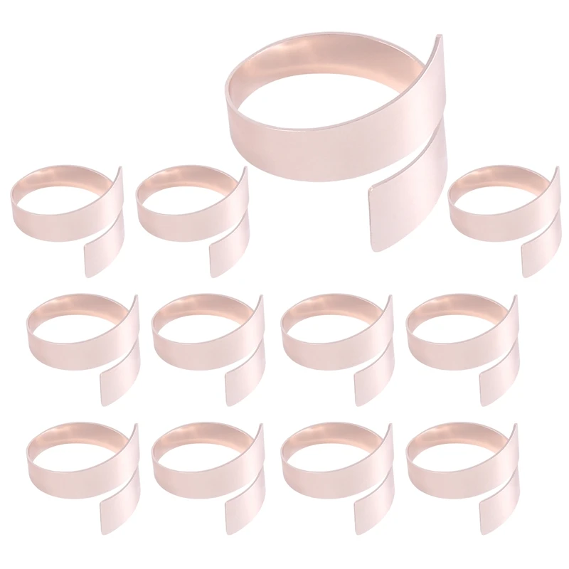 12Pcs Rose Gold Metal Table Decor Napkin Ring Holder Spring For Wedding Setting Valentine's Day