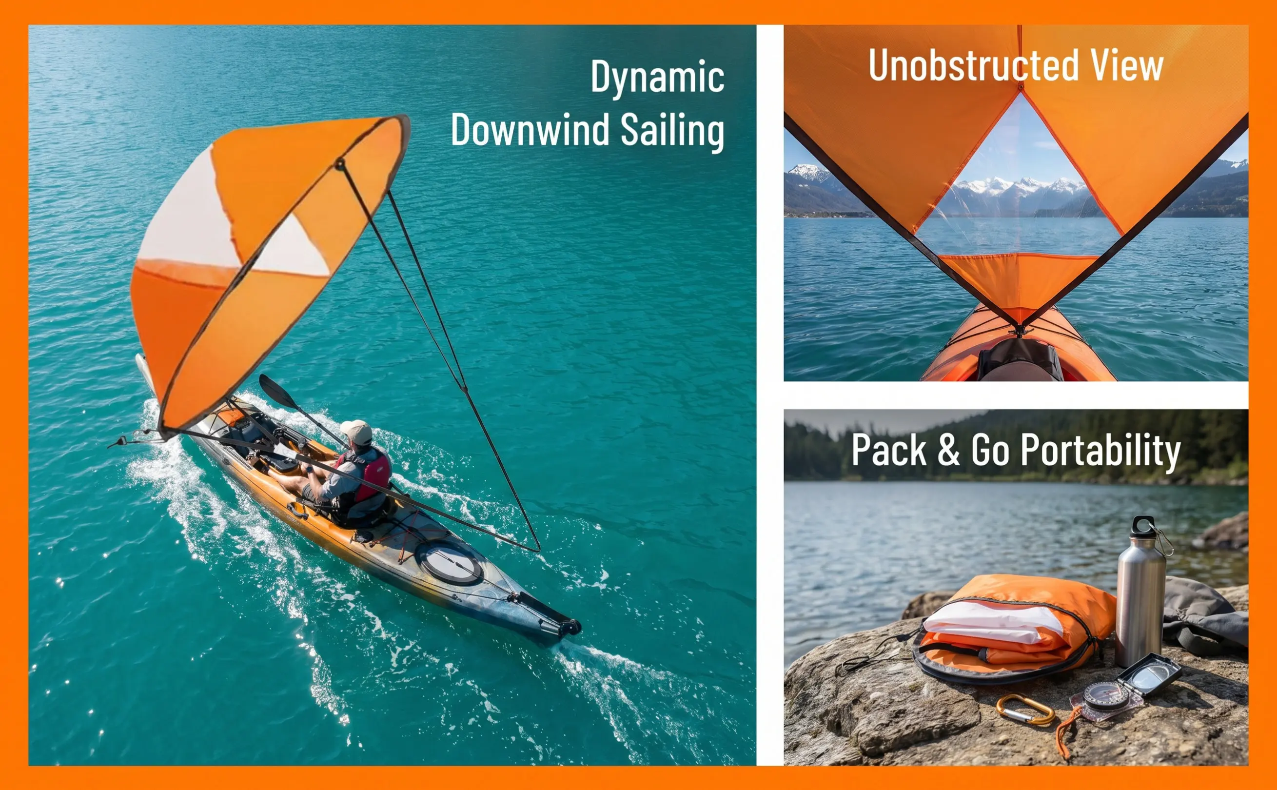 Wind Paddle Sail for Kayak Foldable Portable Downwind Sail with Clear Window Uv Shield Compatible Kayaks Canoes Inflatables