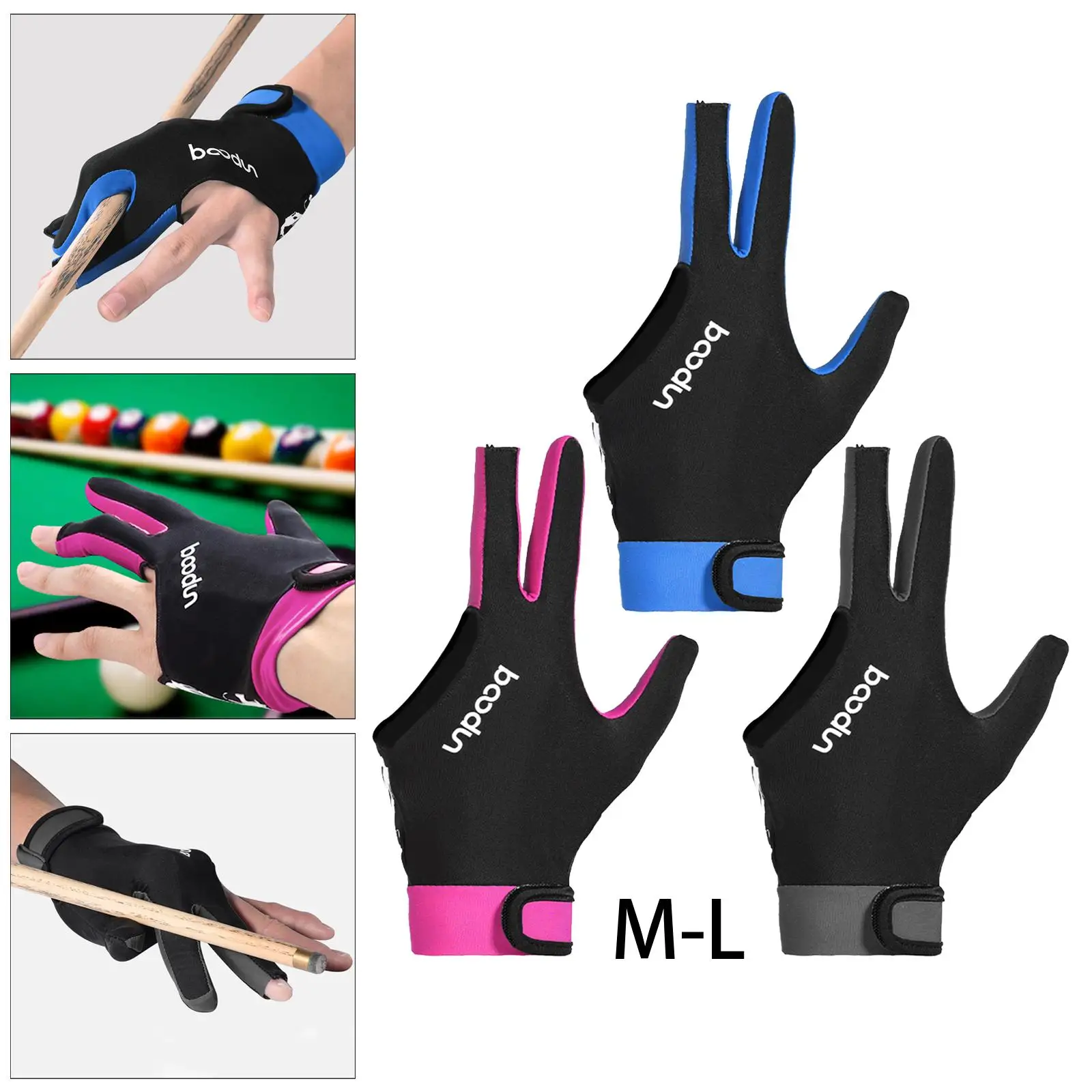 

Billiard Gloves 3 Fingers Billiards Glove Pool Cue Gloves Spandex Fabric for Left Hand or Right Hand, Men Women