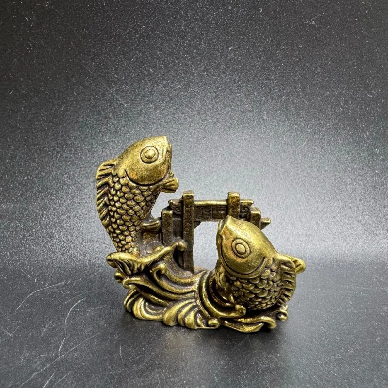New Brass Carp Leap Gantry Ornament Retro Collection Accessories