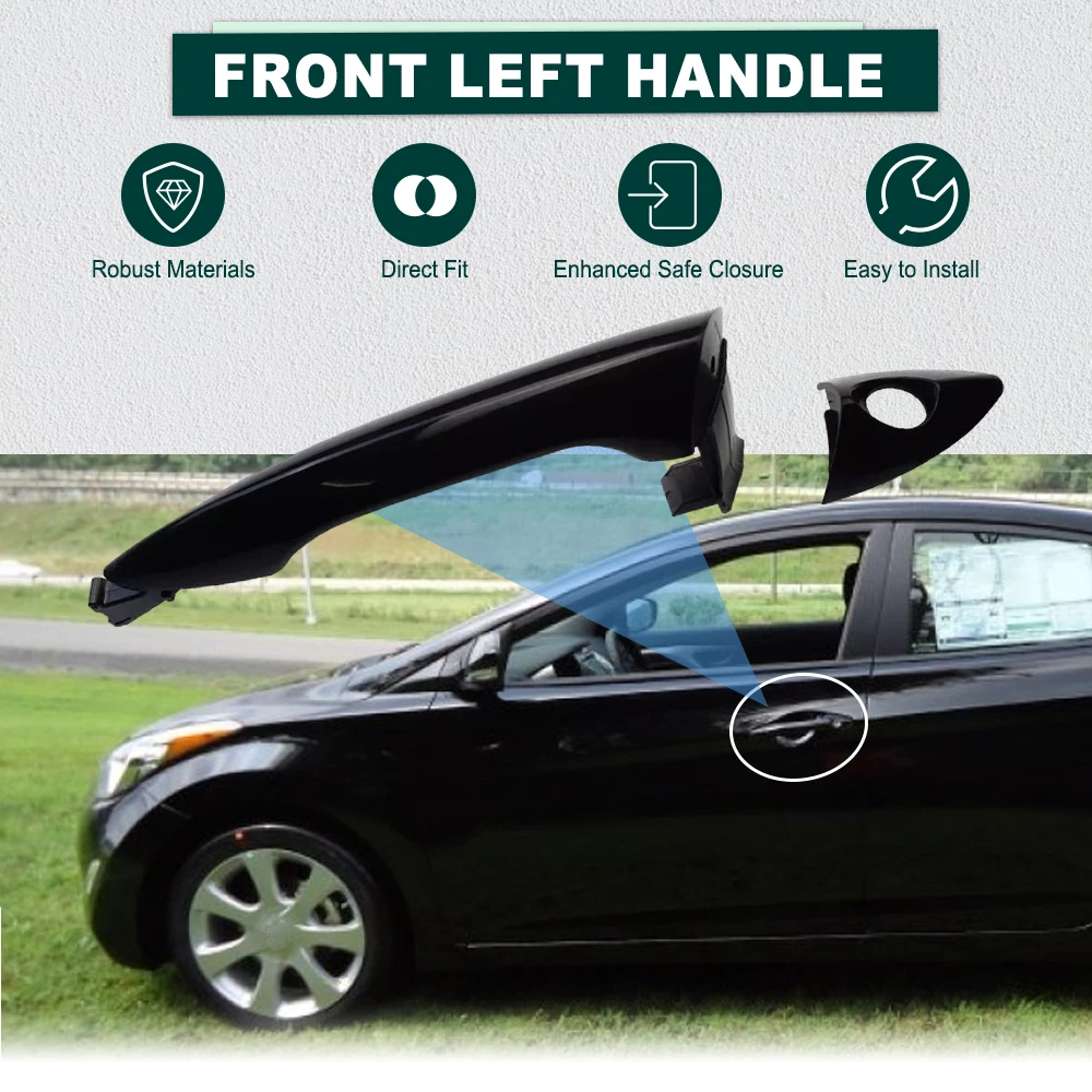 

For Hyundai Elantra 2011-2016 Black Outside Exterior Door Handle Front Rear Left Right 83661-3X000 83651-3X000 Left Hand Drive