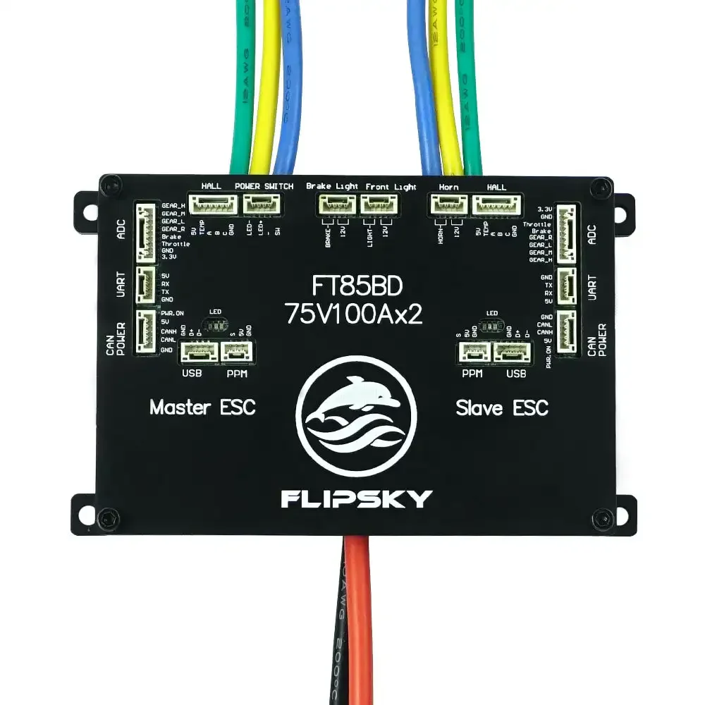Flipsky FT85BD100A Dual ESC 85V 100A, Non-VESC Speed Controller with Aluminum Case for E-Skateboard Ebike Robotics