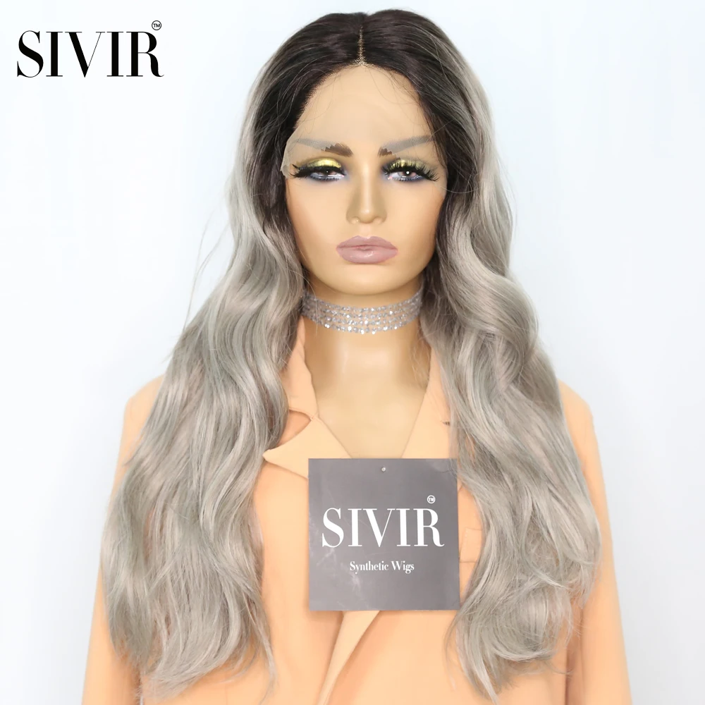 

Sivir Synthetic Part Lace Wigs For Women Natural Wave Black/Grey/Orange White Yellow Mixed Color Wigs High Temperature Fiber