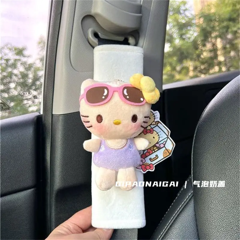 Kawaii Hello Kitty Car Seat Belt Shoulder Protector Case Car Decoration Accessories Cartoon Shoulder Protection Cover Cute Gift