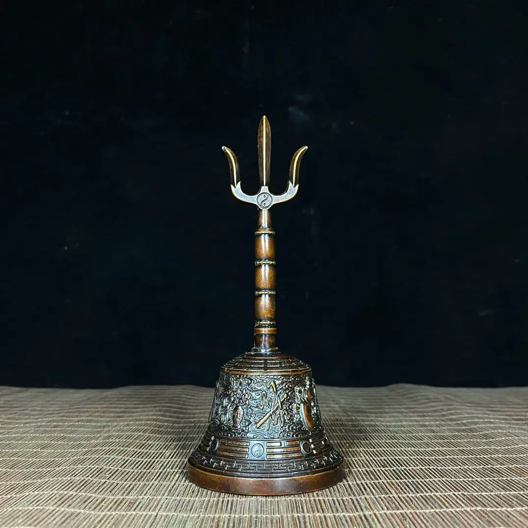 Pure copper Sanqing Taoist Eight Immortals and Eight Treasures Tai Chi Bagua Hand Ringing Bell Dharma Ornament