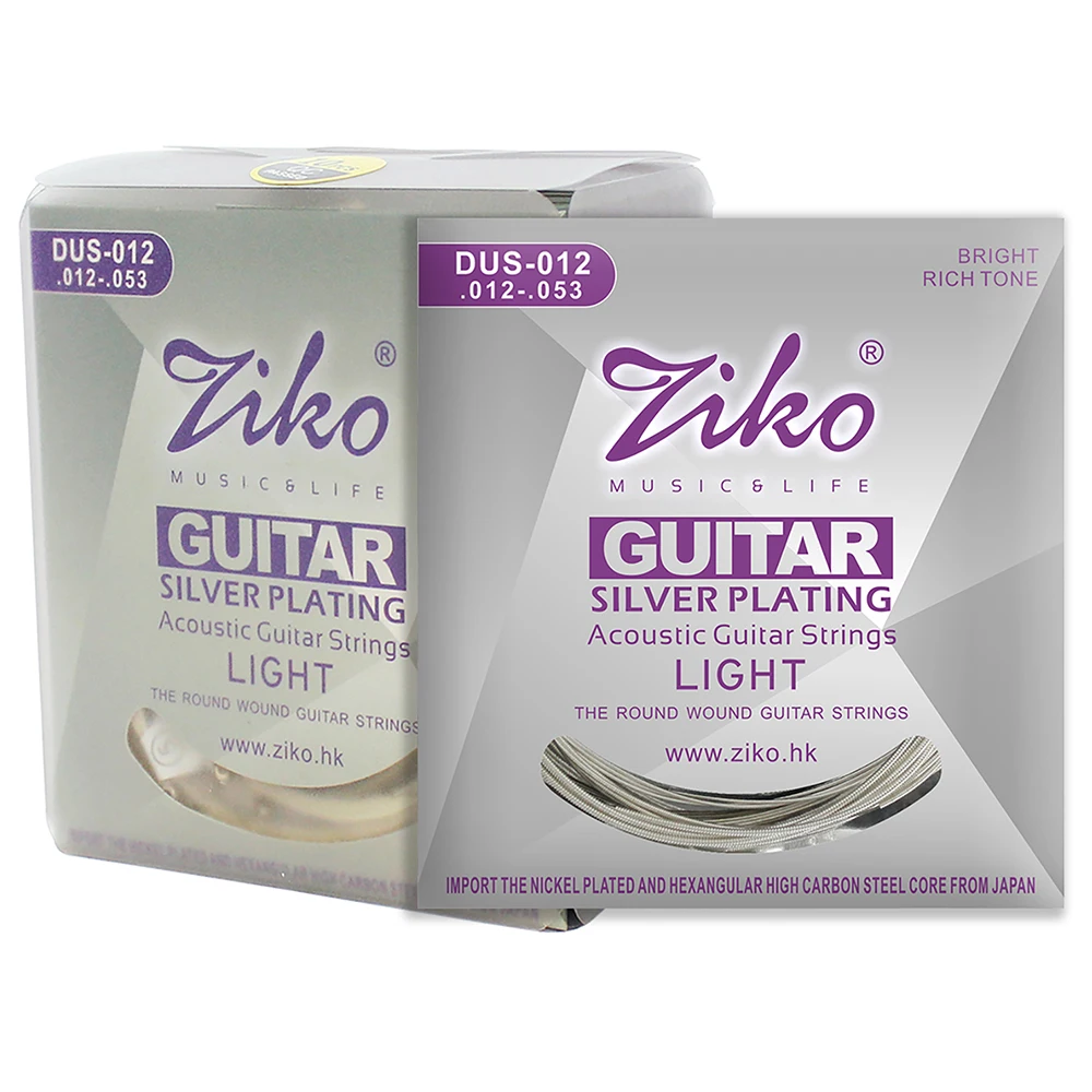 Ziko Acoustic Guitar Strings Hexagon Carbon Steel Core Silver Plating Acoustic Folk Guitar Strings Guitar Accessories DUS-012