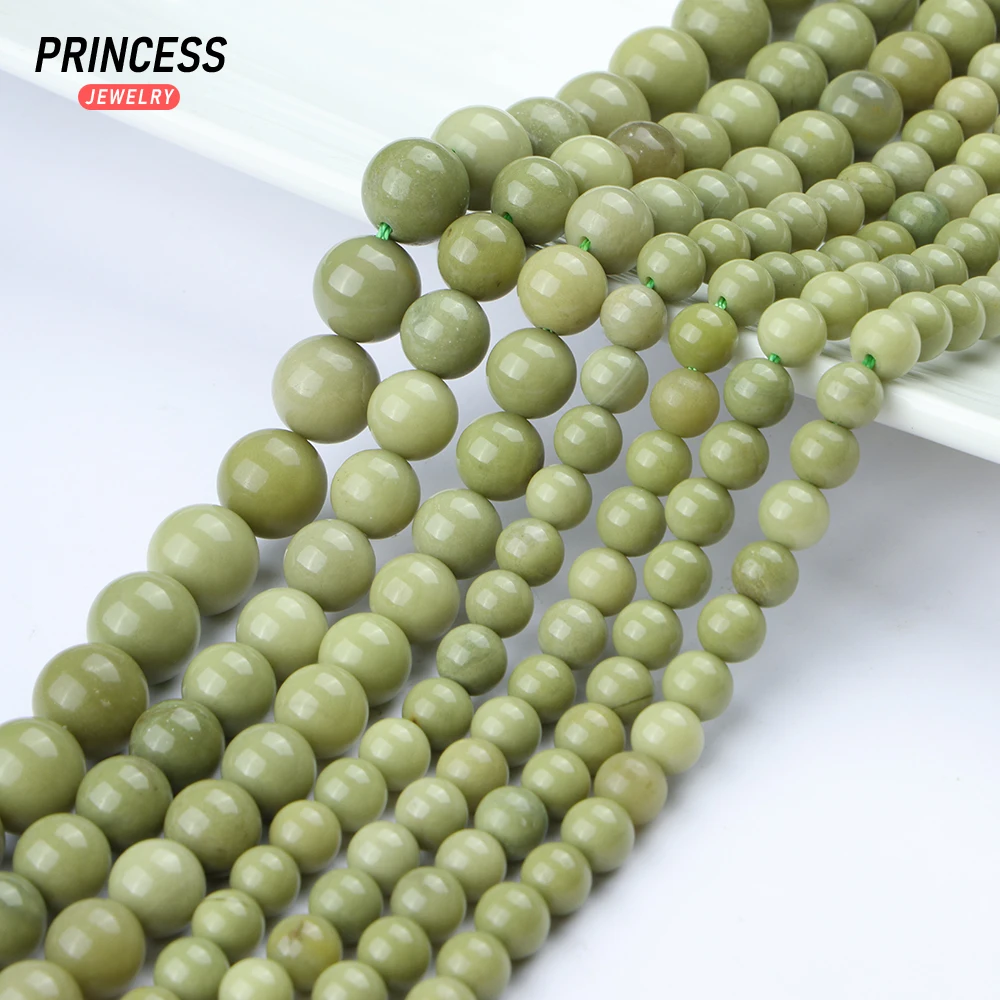 A++ Natural Olivine Jasper 6mm 8mm 10mm Loose Stone Beads for Jewelry Making Bracelet Necklace Wholesale DIY Accessories