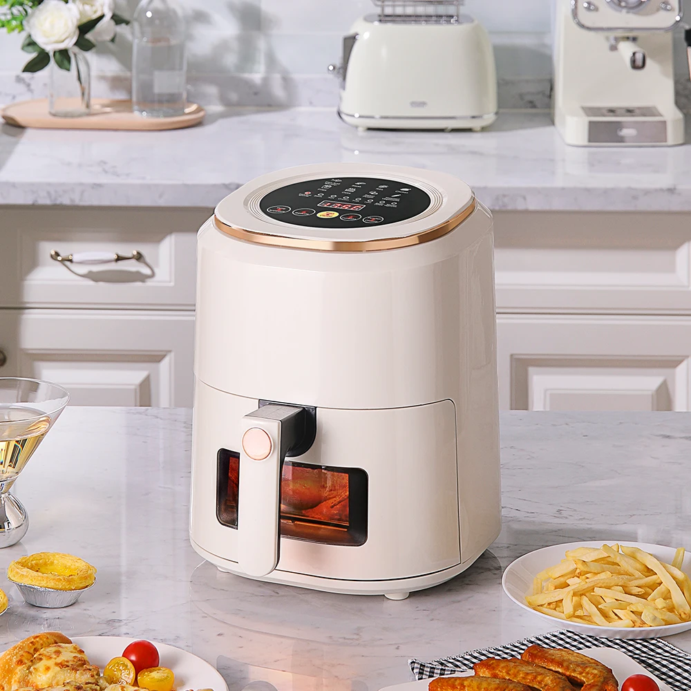 White 4.5L Digital Touchscreen Multi-functional Air Fryer Timer with Automatic Shut-off Non-stick Frying Basket