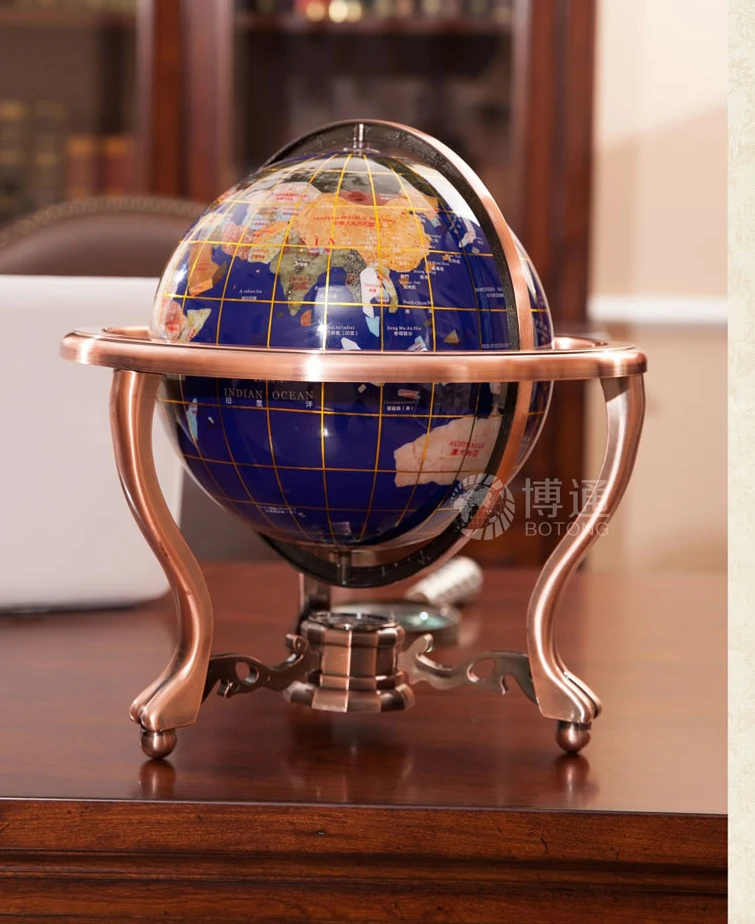 High grade business ART #home office School best Decoration handmade 3D Crystal Gemstone Globe tellurion statue--M size