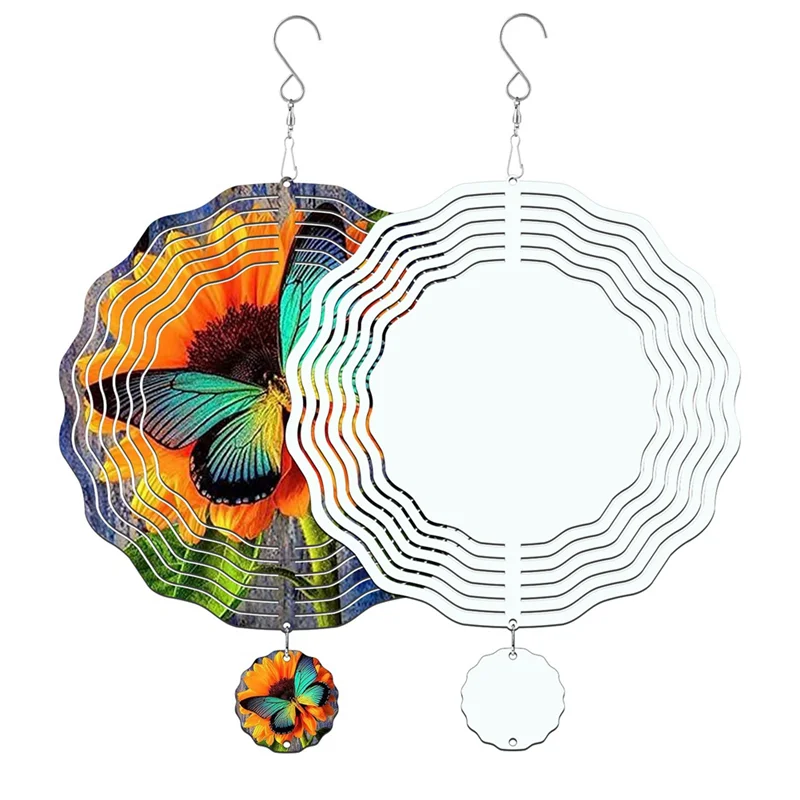 U-VBN-2 Pack 8 Inch Sublimation Wind Spinner Blanks,3D Double Sided Sublimation Wind Powered Kinetic Sculpture for Yard Garden