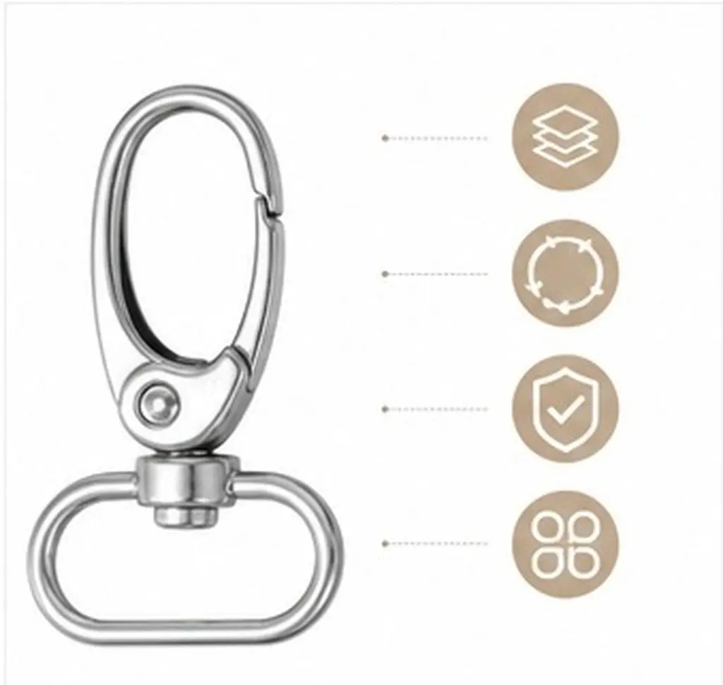 30Pcs Metal Buckle Swivel Snap Hooks D Ring 360 Degree Rotation for Key Chains Dog Leashes Crafts Beading DIY Projects