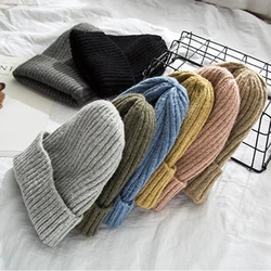 New Candy Colors Winter Hat Women Knitted Hat Warm Soft Trendy Hat Kpop Style Wool Beanie Elegant All-match Hat