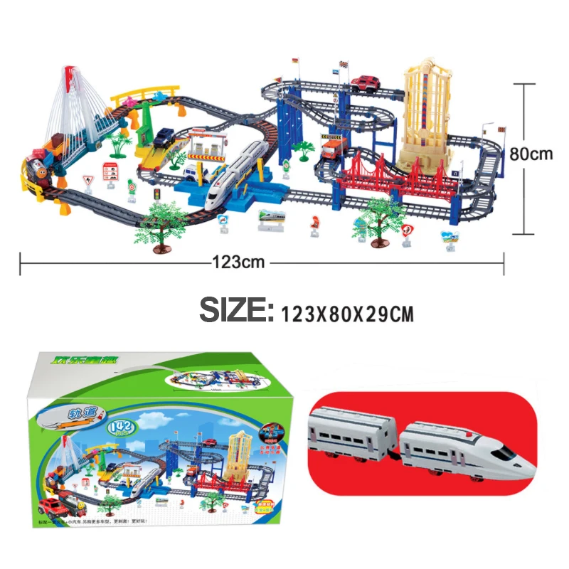 Train Electric Railcar Toy Race Tracks for Boys Creates Construction Flexible Track Vehicle Suitable for Birthday Gift B022