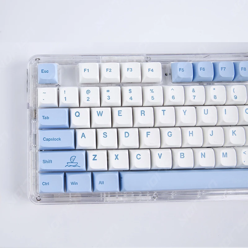 133 키 오션 고래 PBT 키캡 기계식 키보드용, 염료 승화 블루 화이트 게임용 키캡, 사용자 정의 그리스 방지 방진