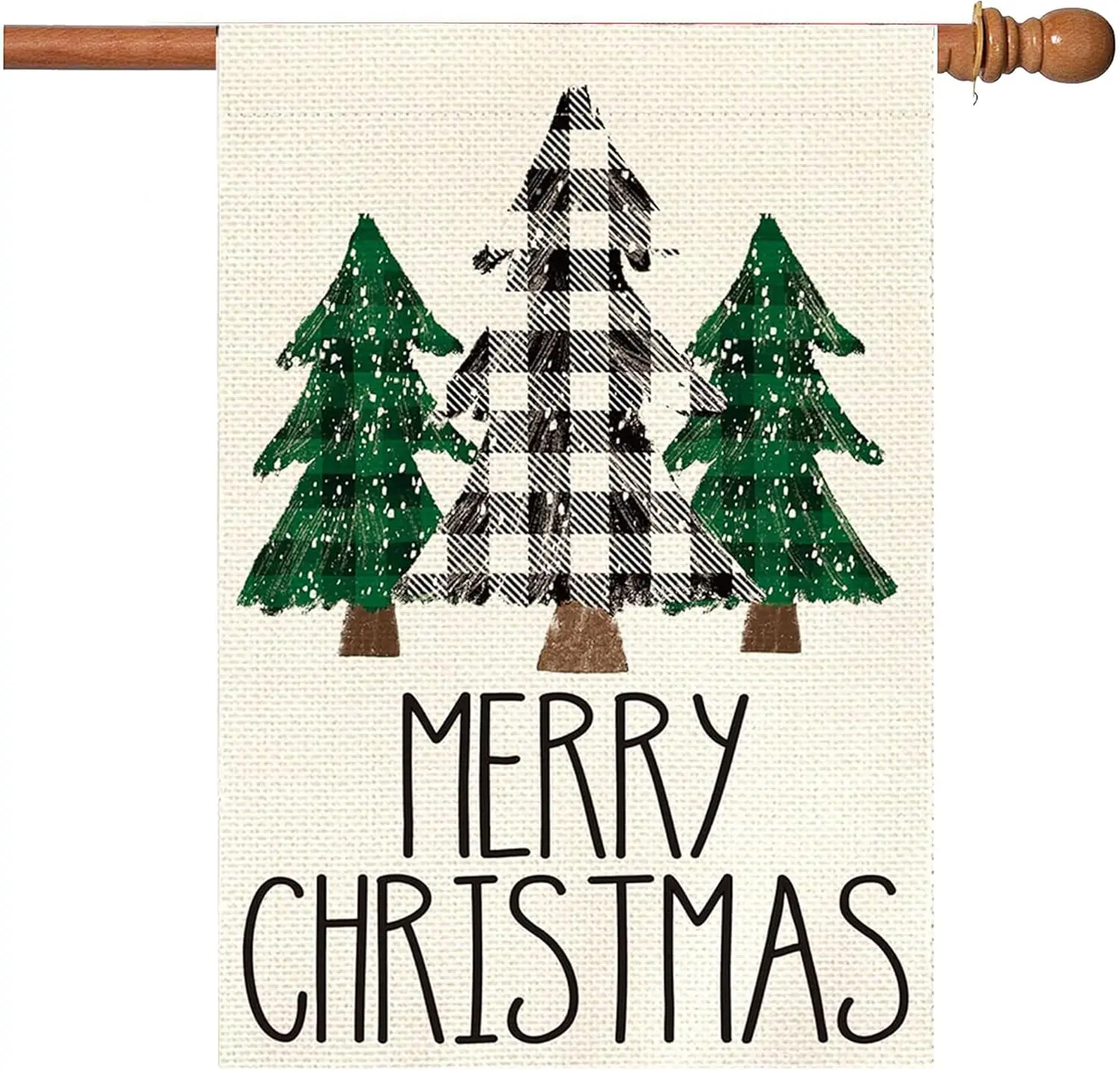 RABUSOFA Winter House Flag 28x40 inch Double Sided Merry Christmas Trees Buffalo Plaid Outdoor Holiday Yard Decorations Rustic F