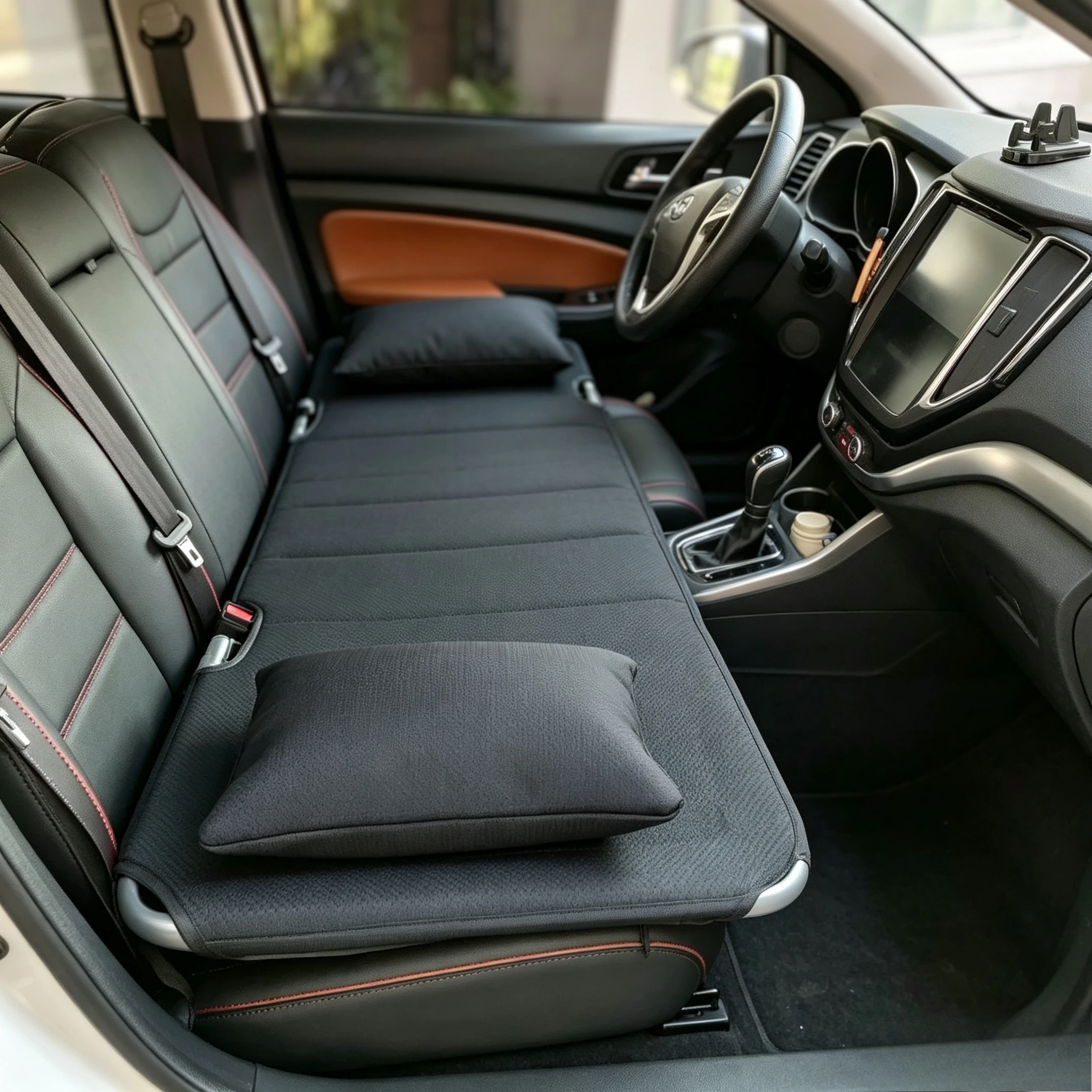 ポータブル車用折りたたみ式スリーピングマット、フロント専用ベッド、suv・セダン・トラック・ホームキャンプ・ロードトリップ用折りたたみ式レストマットレス