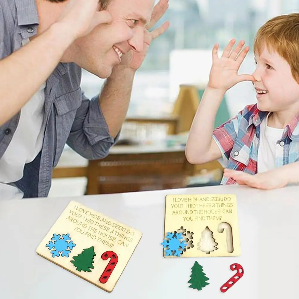 Juego de Navidad de madera, juego de Navidad familiar, juego de escondite de Navidad de madera para juegos familiares, decoración del hogar, juguete de bloques de Navidad