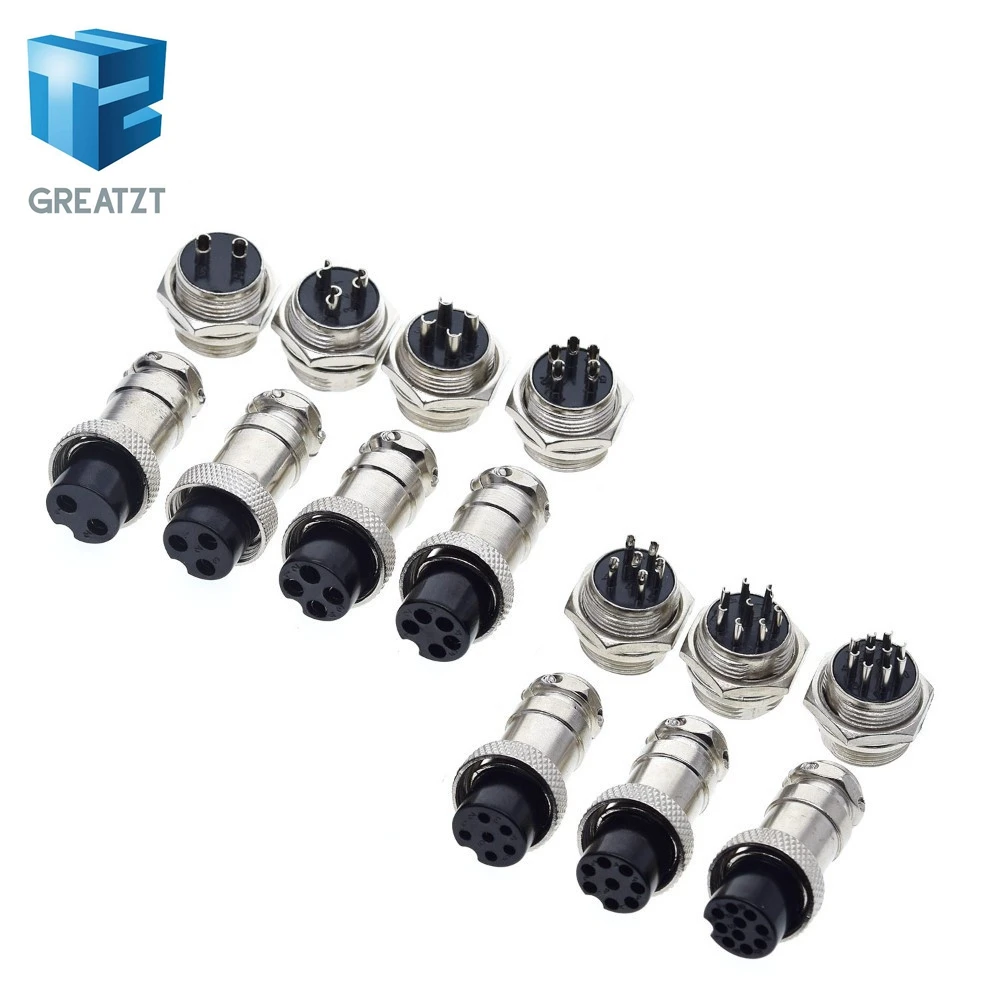 GREATZT 1set GX16 2/3/4/5/6/7/8/9/10 Pin Male & Female 16mm L70-78 Circular Aviation Socket Plug Wire Panel Connector for diy