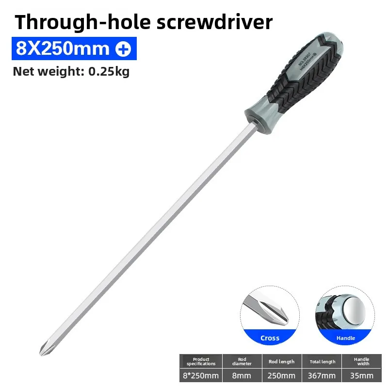 مفك براغي مثقوب أساسي متقاطع من سبائك الصلب ذات شفرة مسطحة ومفك براغي ذو مقبض مسطح مع سترون