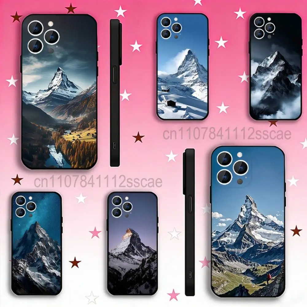 

Matterhorn Swiss Mountain Phone Case For iPhone 17,16,15,14,13,12,11,Pro,Max,Plus,E,Air,Mini Black Shockproof Funda Cover