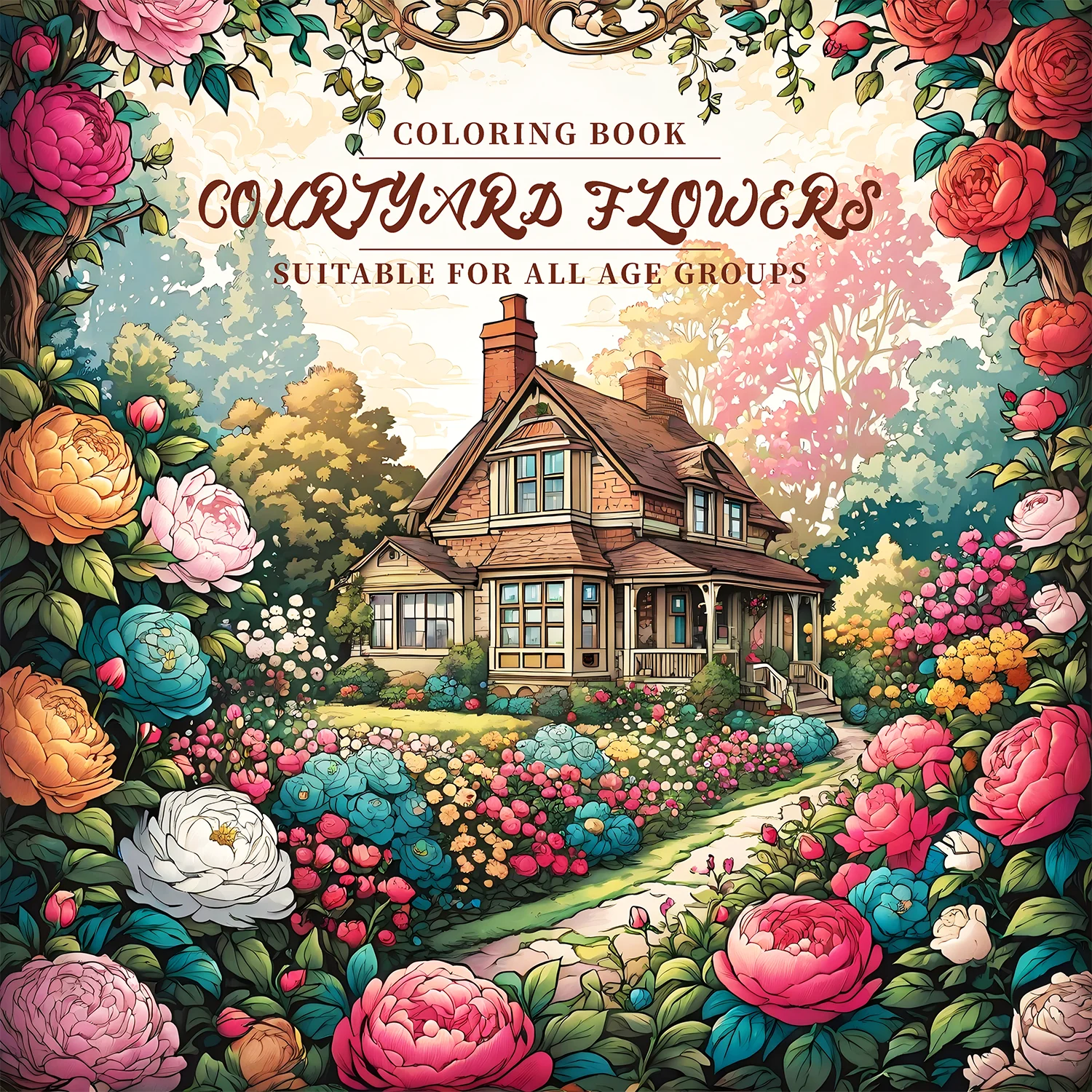 Garden Flowers Coloring Book for Adults Cute Comfy Daily Activities for Educational DIY Relaxation Graffiti Painting Books