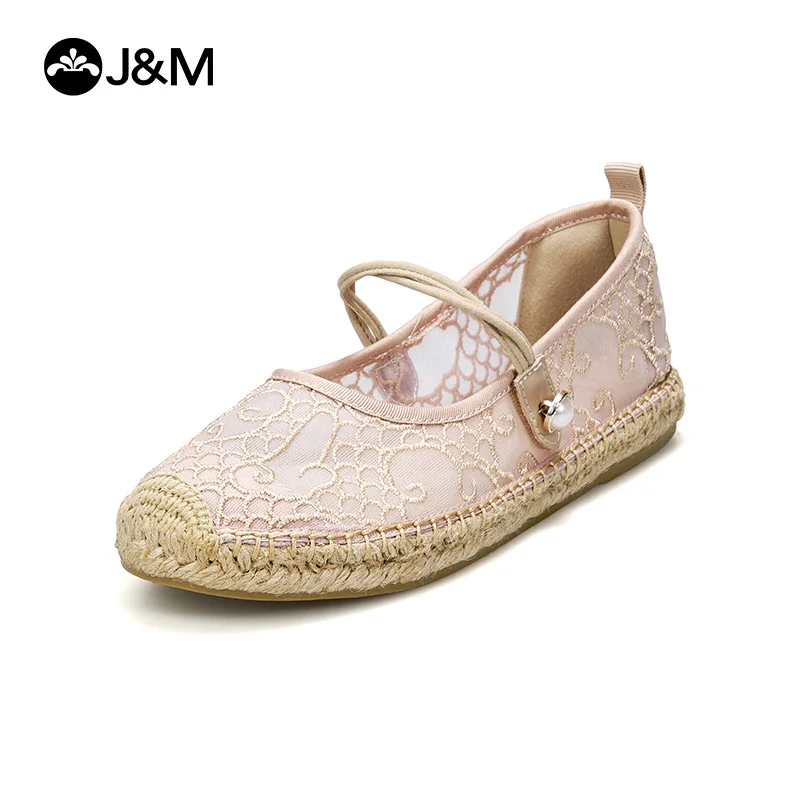 J & M-Chaussures en maille décontractées pour femmes, sandales d'été plates respirantes, chaussures de marche blanches et noires