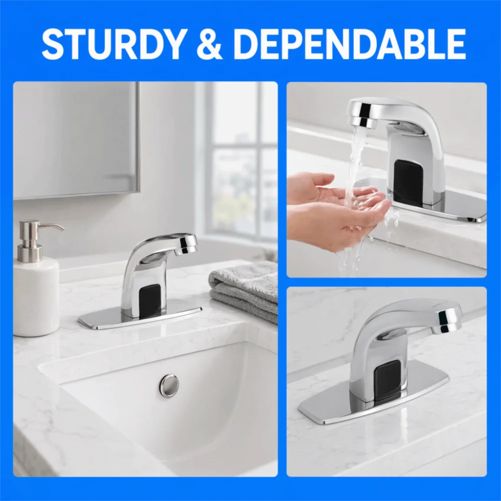 Single Cold Water Motion Sensor Faucet Battery Operated PVD Plating Infrared Faucet with Control Box Automatic Kitchen Faucet