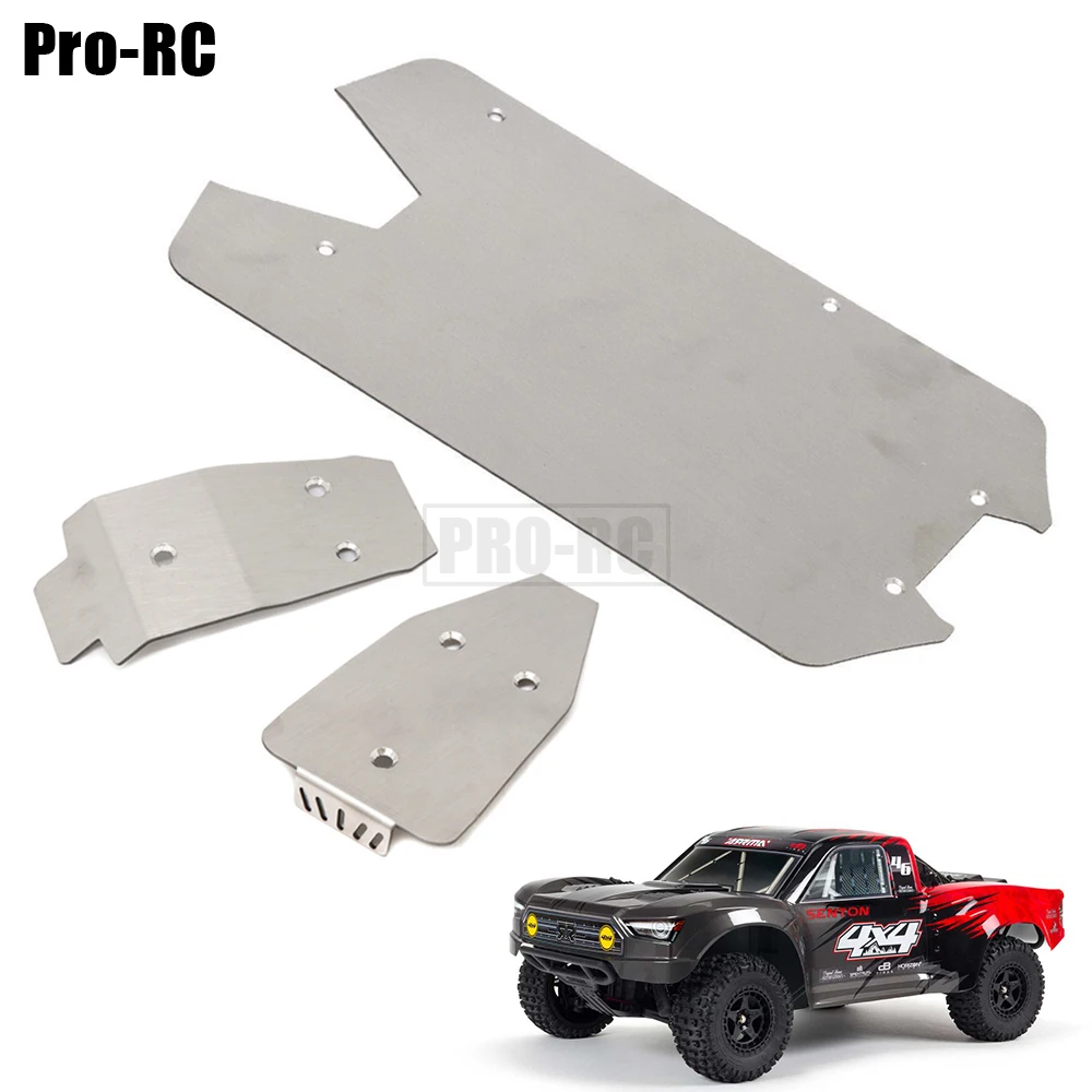 1Set Metal Stainless Steel Chassis Armor Skid Plate for Arrma 1/10 Granite Senton Big Rock Vorteks Typhon Rc Car Upgrade Parts