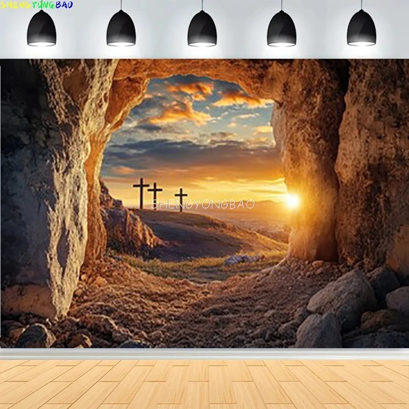 عيد الميلاد يسوع الجمعة الجيدة الصليب التصوير خلفية الدعائم السماء ديكور حفلة الأسرة الجبل المشهد خلفية HQ-08