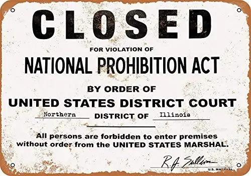 8 x 12 Metal Sign - Closed Violation Prohibition Pub Home Decor Metal Tin Sign