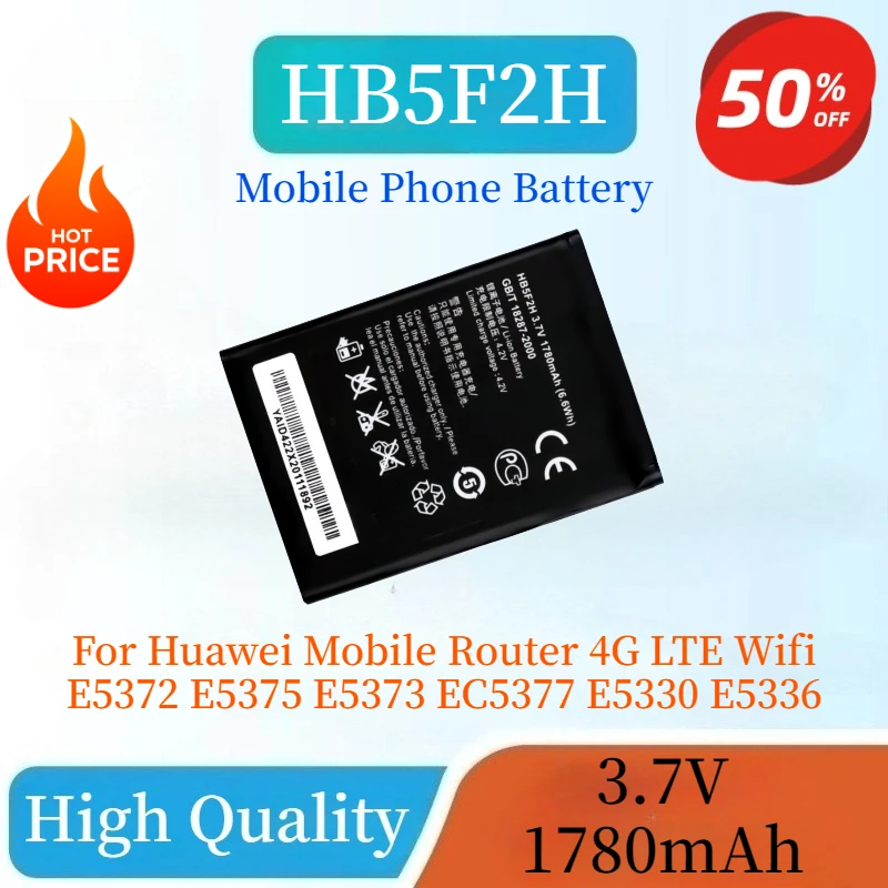 Alta qualidade hb5f2h 3.7v 1780mah bateria do telefone móvel para huawei roteador móvel 4g lte wifi e5372 e5375 e5373 ec5377 e5330 e5336