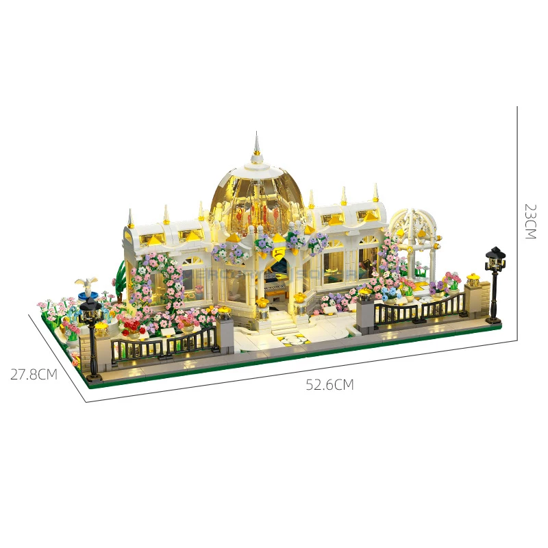 2397PCS Garden Square Building Blocks European Building Street Model Bricks Set With Light Children's Educational DIY Toys Gifts