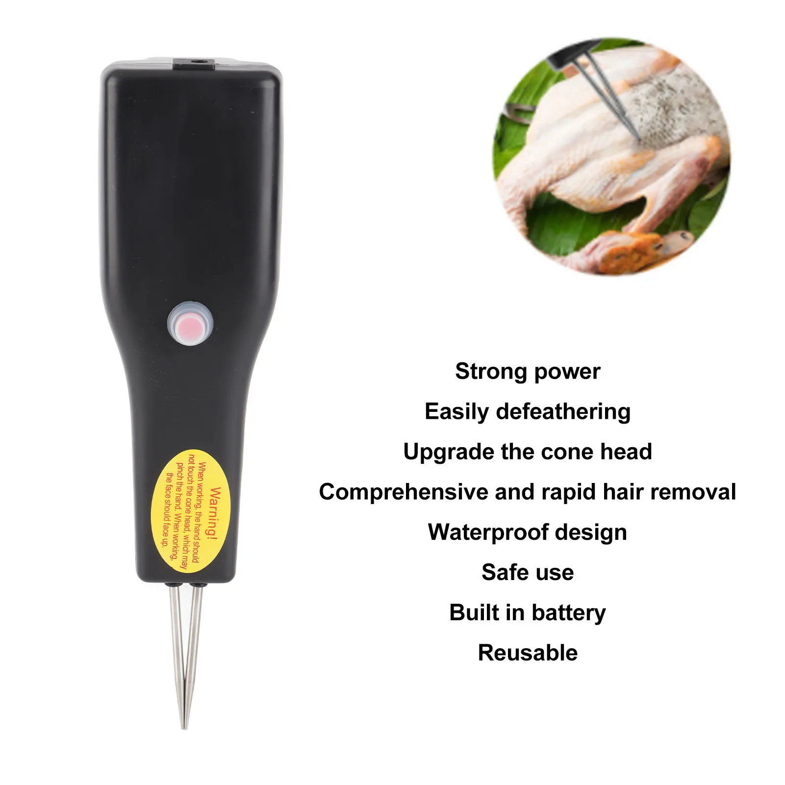 Electric Poultry Feather Plucker Handheld Chicken Plucker Full Automatic Duck Goose Feather Removing Machine 100‑240V Plug