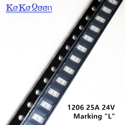 Imagen 2 del producto 20 piezas 1206 0.25A 0.375A 0.5A 0.75A 1A 1.25A 1.5A 2A 2.5A 3A 4A 5A 7A 10A 12A 15A 20A 25A 30A 24V fusible SMD de acción rápida 3,2*1,6mm