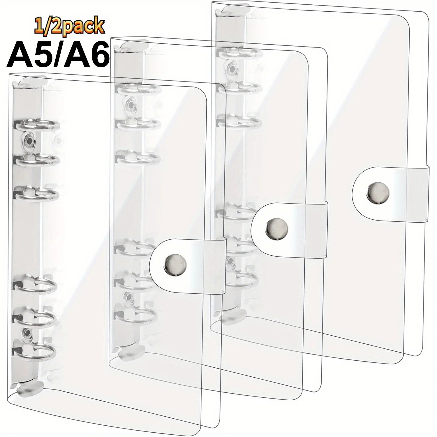 1/2 Pcs A5/A6 Transparent Soft PVC 6-Hole Binder Cover Loose Leaf Notebook Cover Replaceable Binder For Schools, Offices