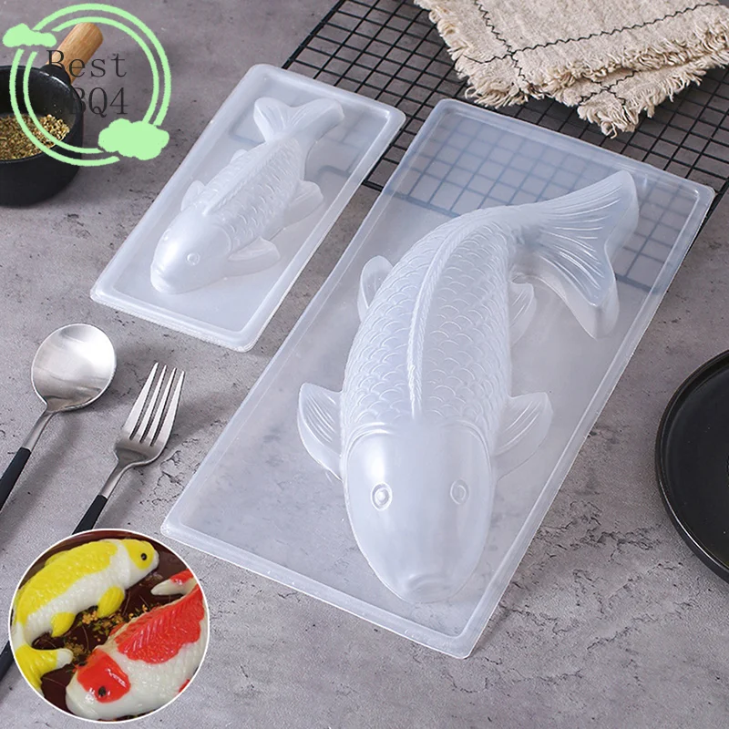 (BBQ4)Fish Mold 3D Koi Fish Shape Plastic Cake Chocolate Jelly Mould DIY Soap Handmade Sugarcraft Mold Baking Molds
