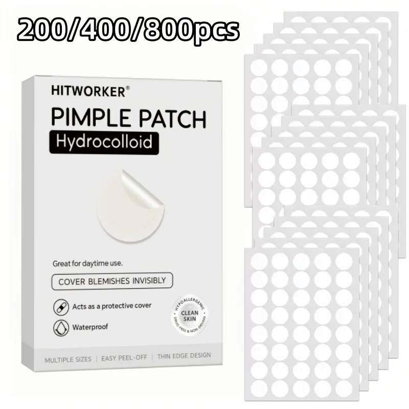 800pcs HITWORKER Hydrocolloid Facial Beauty Dots, Invisible Look Round Patches for Comfortable Daily Wear&200/400pcs