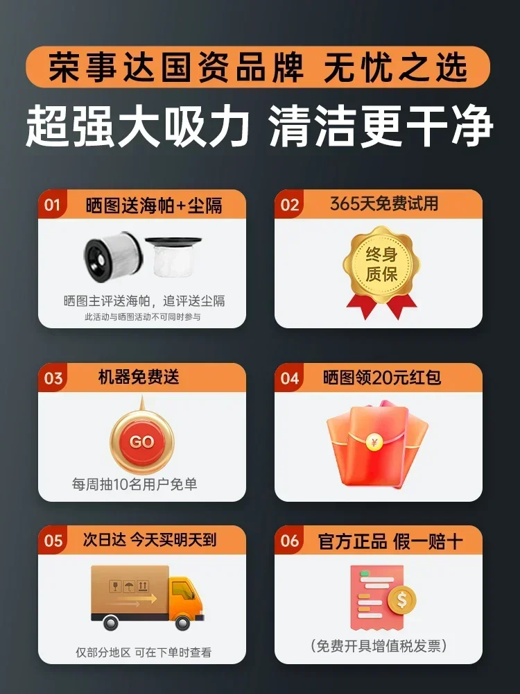 Vacuum cleaner for household high suction vehicles, strong and high-power decoration, sewing, industrial vacuum cleaner 220V